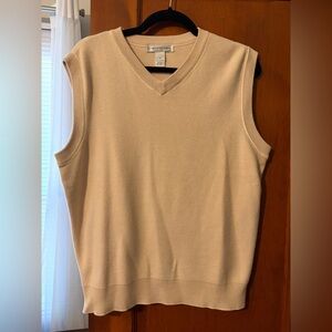 Cypress Links Beige Sleeveless V-Neck Sweater Vest- 100% cotton